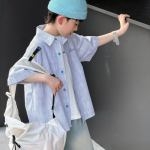 【100-170cm】シャツ 男の子 チェック柄 薄手 ゆったり