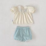 【73-110cm】セットアップ ベビー 切り替え レース リボン付き - 画像 (9)