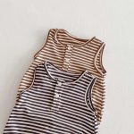 【66-90cm】ロンパース ベビー ボーダー柄 ノースリーブ - 画像 (10)