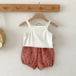【66-100cm】セットアップ ベビー キャミソール＆花柄プリント - 画像 (4)