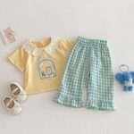 【73-120cm】半袖Tシャツ ベビー フリル襟 カートゥーン - 画像 (11)