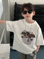 【90-160cm】キッズ半袖Tシャツ カートゥーン プリント ラウンドネック おしゃれ - 画像 (4)