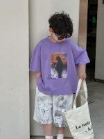 【90-160cm】半袖Tシャツ 男の子 パープル 個性的 肌触り良好 ヴィンテージ風 - 画像 (3)