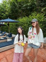 【100-160cm+親サイズ】Tシャツ 親サイズ フルーツ柄 カジュアル ゆったり 合わせやすい
