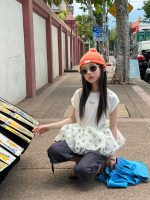 【100-160cm】Tシャツ 切り替え スカート仕様 無地 半袖 女の子 - 画像 (6)