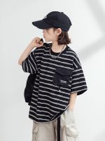 【120-170cm】Tシャツ ボーダー柄 カジュアル 半袖 ラウンドネック - 画像 (3)