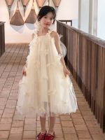 【100-160cm】ワンピース リボン プリンセス風 メッシュ ノースリーブ 女の子 - 画像 (5)