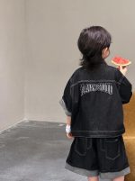 【100-150cm】セットアップ デニム かっこいい シンプル 無地 男の子 - 画像 (5)