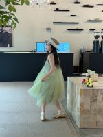 【100-160cm】ワンピース 夏新作 無地 プリンセス風 メッシュ ノースリーブ インナーつき - 画像 (6)