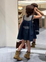 【90-150cm】ベストorワンピース 女の子 デニム ノースリープ - 画像 (3)