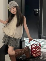 【90-150cm】トップスorスカート 女の子 ストライプ プリーツ