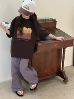 【90-160cm】Tシャツ プリント カジュアル 合わせやすい 半袖 ラウンドネック - 画像 (5)