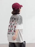 【120-170cm】Tシャツ グラデーション アルファベット 男の子 カジュアル ファッション - 画像 (6)