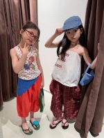 【90-150cm】トップスorパンツ 女の子 キャミソール チェック柄