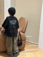 【90-160cm】Tシャツ アルファベット 半袖 男の子 - 画像 (2)