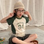 【80-130cm】半袖Ｔシャツ 女の子 ラグラン プリント トレンド - 画像 (5)