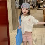 【80-130cm】半袖Tシャツ 女の子 アップリケ ポロシャツ - 画像 (4)