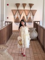 【100-160cm】ワンピース リボン プリンセス風 メッシュ ノースリーブ 女の子 - 画像 (4)
