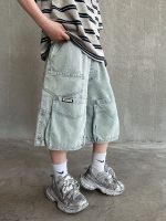 【120-170cm】ショートパンツ カジュアル デニム ゆったり ジーンズ - 画像 (4)