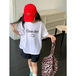 【90-160cm】Tシャツ 女の子 笑顔柄 プリント カワイイ - 画像 (5)
