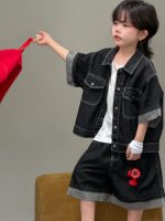 【100-150cm】セットアップ デニム かっこいい シンプル 無地 男の子 - 画像 (6)