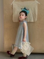 【90-140cm】ワンピース 女の子 ノースリープ フリル シンプル - 画像 (3)