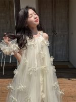 【100-160cm】ワンピース リボン プリンセス風 メッシュ ノースリーブ 女の子 - 画像 (3)