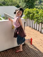 【100-160cm】ショートパンツ半ズボン切り替えデニムチェック柄 - 画像 (5)
