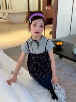【100-160cm】キャミソール ドット柄 ゆったり スウィート 韓国風 女の子 - 画像 (3)