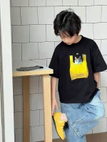 【90-160cm】キッズ半袖Tシャツ カートゥーンプリント 男女兼用 カジュアル 楽ちん着脱 - 画像 (3)