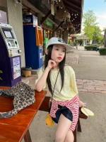 【100-160cm】Tシャツ 夏新作 シンプル 合わせやすい 無地 女の子 - 画像 (6)