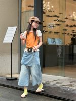 【100-160cm】ズボン 韓国風 フェイク ゆったり ファッション デニム パンツ - 画像 (3)