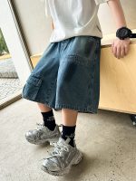 【120-170cm】ショートパンツ デニム ゆったり 合わせやすい ジーンズ - 画像 (4)