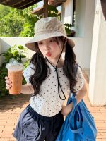 【100-160cm】Tシャツ 無地 合わせやすい カジュアル ドット柄 半袖 女の子 - 画像 (4)