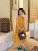 【100-160cm】ワンピース ノースリーブ ゆったり 無地 プリンセス風 女の子 - 画像 (3)