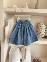 【100-160cm】スカート デニム 韓国風 シンプル カジュアル 合わせやすい 女の子 - 画像 (2)