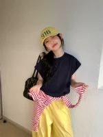 【100-160cm】Tシャツ 無地 合わせやすい カジュアル ドット柄 半袖 女の子 - 画像 (6)