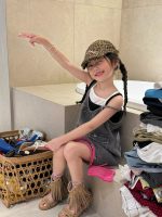 【90-150cm】キャミソールorワンピース 女の子 レイヤード デニム - 画像 (3)
