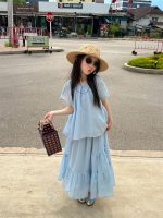 【100-160cm】セットアップ 無地 ゆったり 半袖 トップス+スカート - 画像 (3)