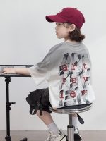 【120-170cm】Tシャツ グラデーション アルファベット 男の子 カジュアル ファッション - 画像 (2)
