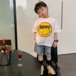 【90-160cm】Tシャツ シンプル 笑顔柄 男の子 半袖 - 画像 (2)