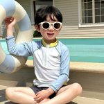 【75-135cm】水着 ハーフジッパー 長袖 セパレートスイムウェア - 画像 (4)