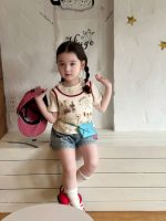【90-140cm】半袖Ｔシャツorパンツ 女の子 レイヤード トレンド - 画像 (3)