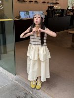 【100-160cm】ワンピース 切り替え ストライプ ノースリーブ ゆったり 女の子