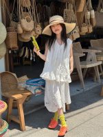 【100-160cm】ベスト 無地 フリル ゆったり 刺繍 合わせやすい 女の子