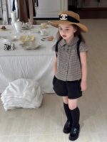 【90-140cm】シャツorショートパンツ 女の子 チェック柄 シンプル - 画像 (3)