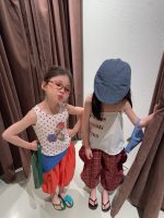 【90-150cm】トップスorパンツ 女の子 キャミソール チェック柄 - 画像 (2)