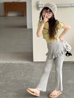 【100-150cm】ズボン 無地 切り替え 韓国風 スカート裾 レギンス - 画像 (4)