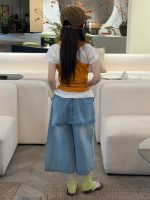 【100-160cm】ズボン 韓国風 フェイク ゆったり ファッション デニム パンツ - 画像 (6)