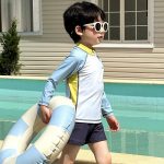 【75-135cm】水着 ハーフジッパー 長袖 セパレートスイムウェア - 画像 (3)